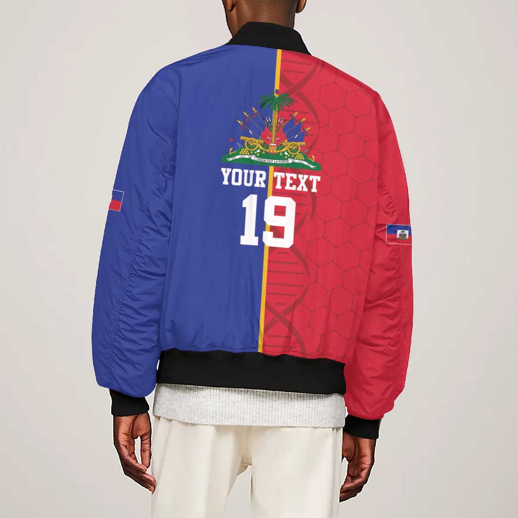 Custom Afro-Haiti Football Bomber Jacket It's In My DNA - African Pride