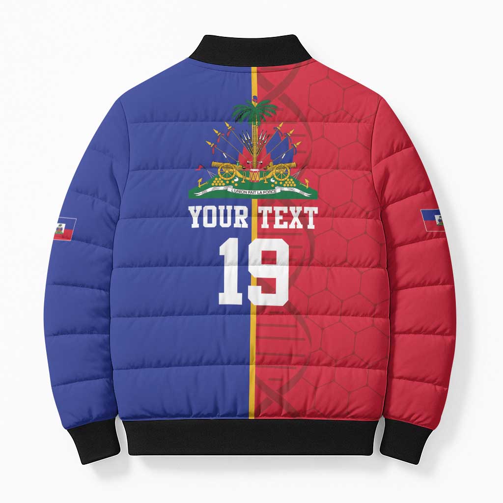 Custom Afro-Haiti Football Bomber Puffer Jacket It's In My DNA - African Pride