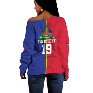 Custom Afro-Haiti Football Off Shoulder Sweater It's In My DNA - African Pride