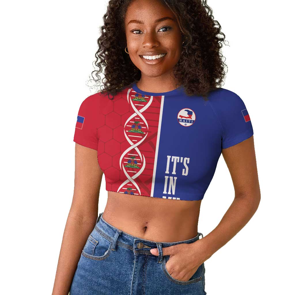 Custom Afro-Haiti Football Raglan Cropped T shirt It's In My DNA LT19