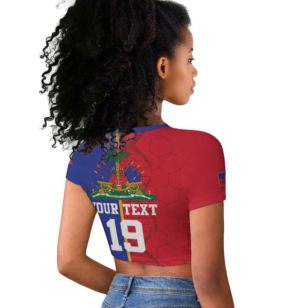Custom Afro-Haiti Football Raglan Cropped T shirt It's In My DNA LT19