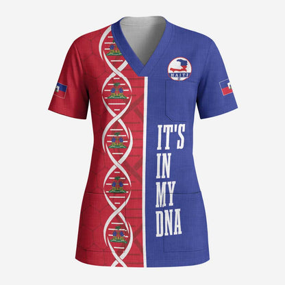 Custom Afro-Haiti Football Scrub Top It's In My DNA - African Pride