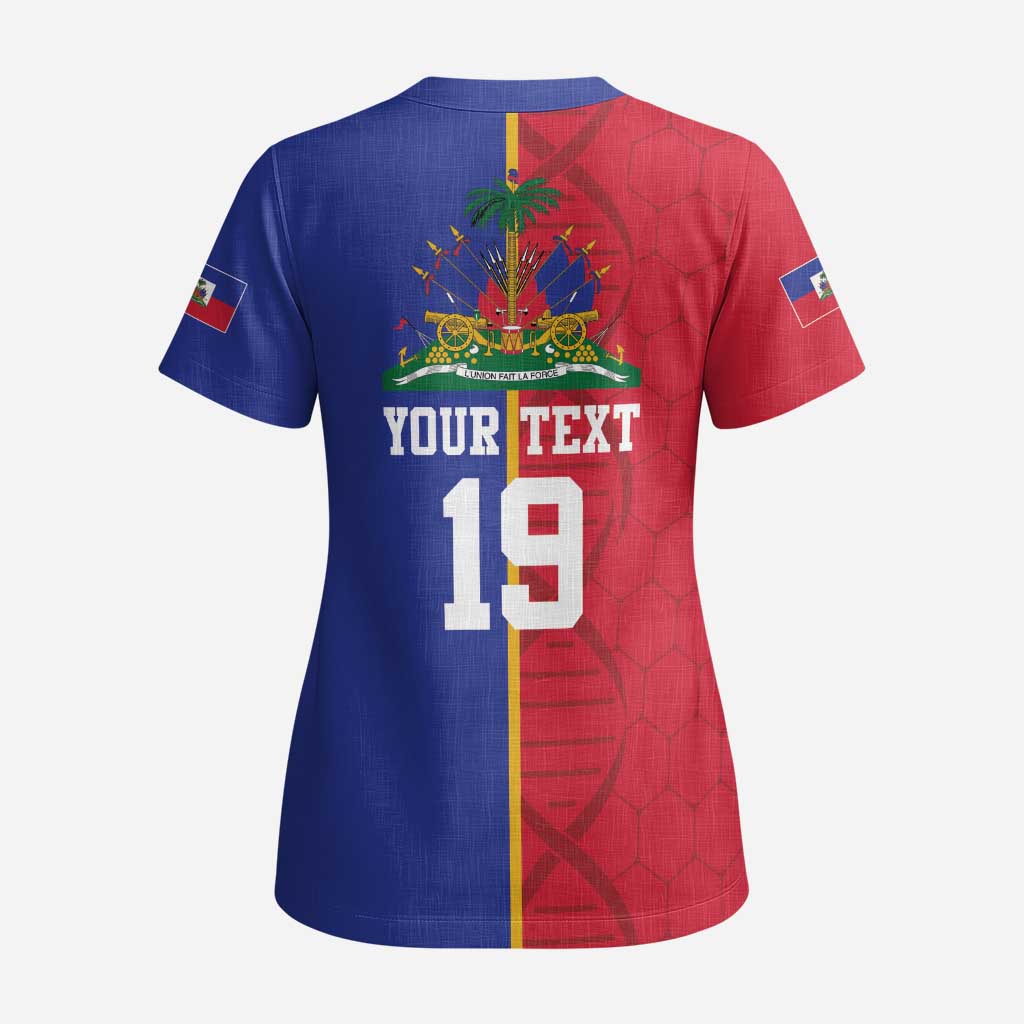 Custom Afro-Haiti Football Scrub Top It's In My DNA - African Pride