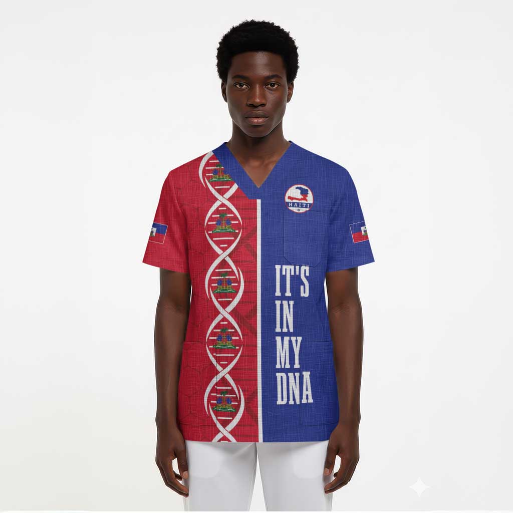 Custom Afro-Haiti Football Scrub Top It's In My DNA - African Pride