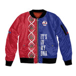 Custom Afro-Haiti Football Sleeve Zip Bomber Jacket It's In My DNA - African Pride