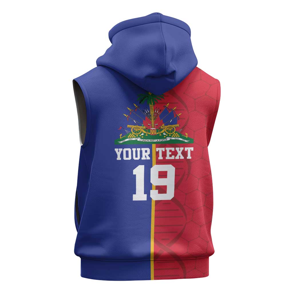 Custom Afro-Haiti Football Sleeveless Hoodie It's In My DNA - African Pride