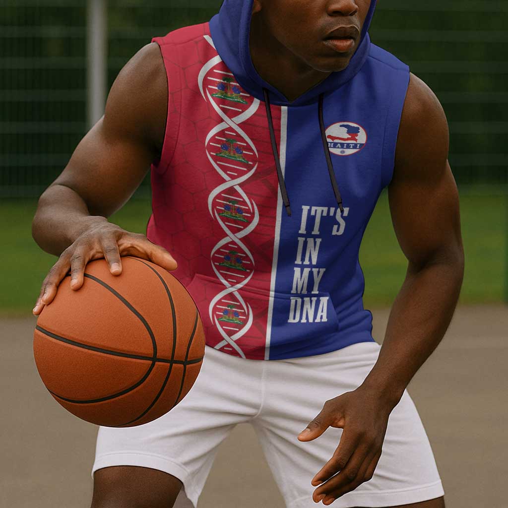 Custom Afro-Haiti Football Sleeveless Hoodie It's In My DNA - African Pride