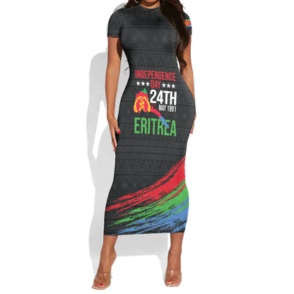 Eritrea Independence Day 1991 Short Sleeve Bodycon Dress Honor Freedom Unity Resilience