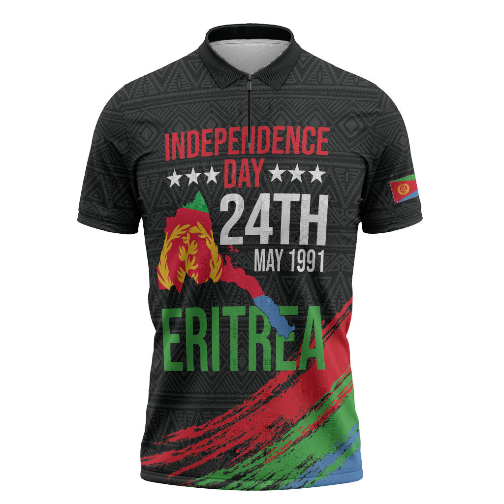 Eritrea Independence Day 1991 Zipper Polo Shirt Honor Freedom Unity Resilience