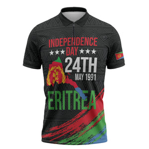 Eritrea Independence Day 1991 Zipper Polo Shirt Honor Freedom Unity Resilience