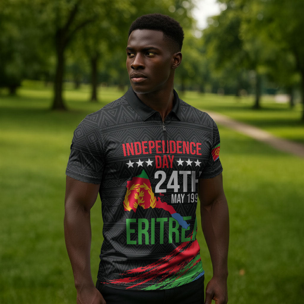 Eritrea Independence Day 1991 Zipper Polo Shirt Honor Freedom Unity Resilience