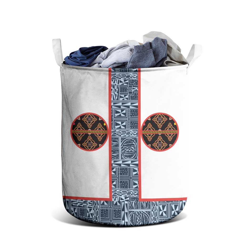 Cameroon Traditional Toghu Pattern Laundry Basket African Tribal Ndop Geometric Design