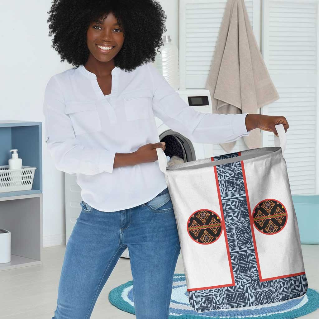 Cameroon Traditional Toghu Pattern Laundry Basket African Tribal Ndop Geometric Design
