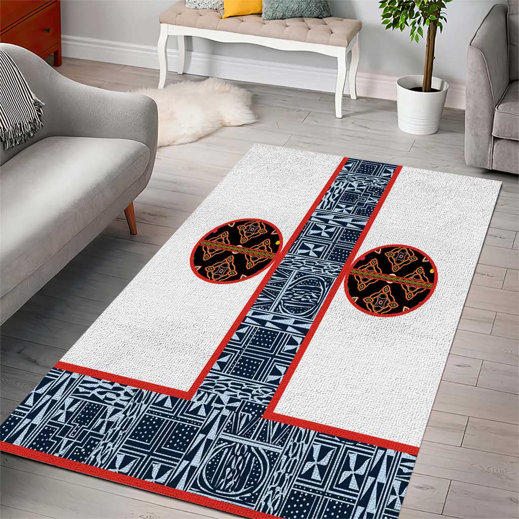 Cameroon Traditional Toghu Pattern Area Rug African Tribal Ndop Geometric Design