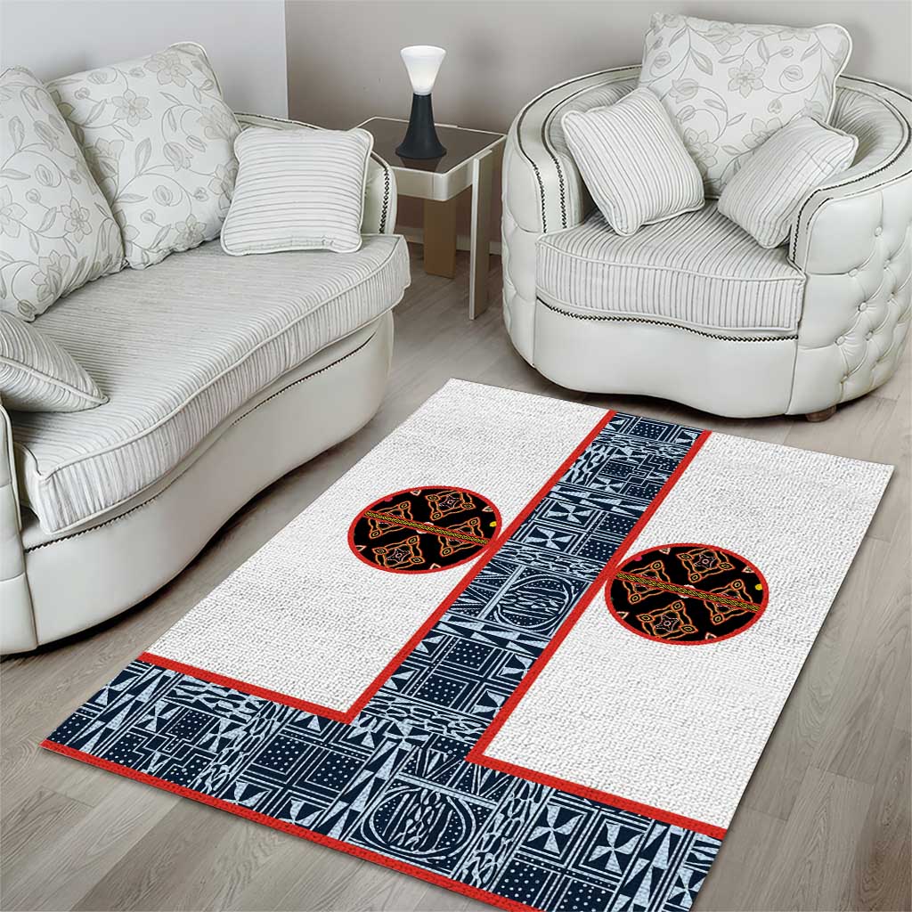 Cameroon Traditional Toghu Pattern Area Rug African Tribal Ndop Geometric Design