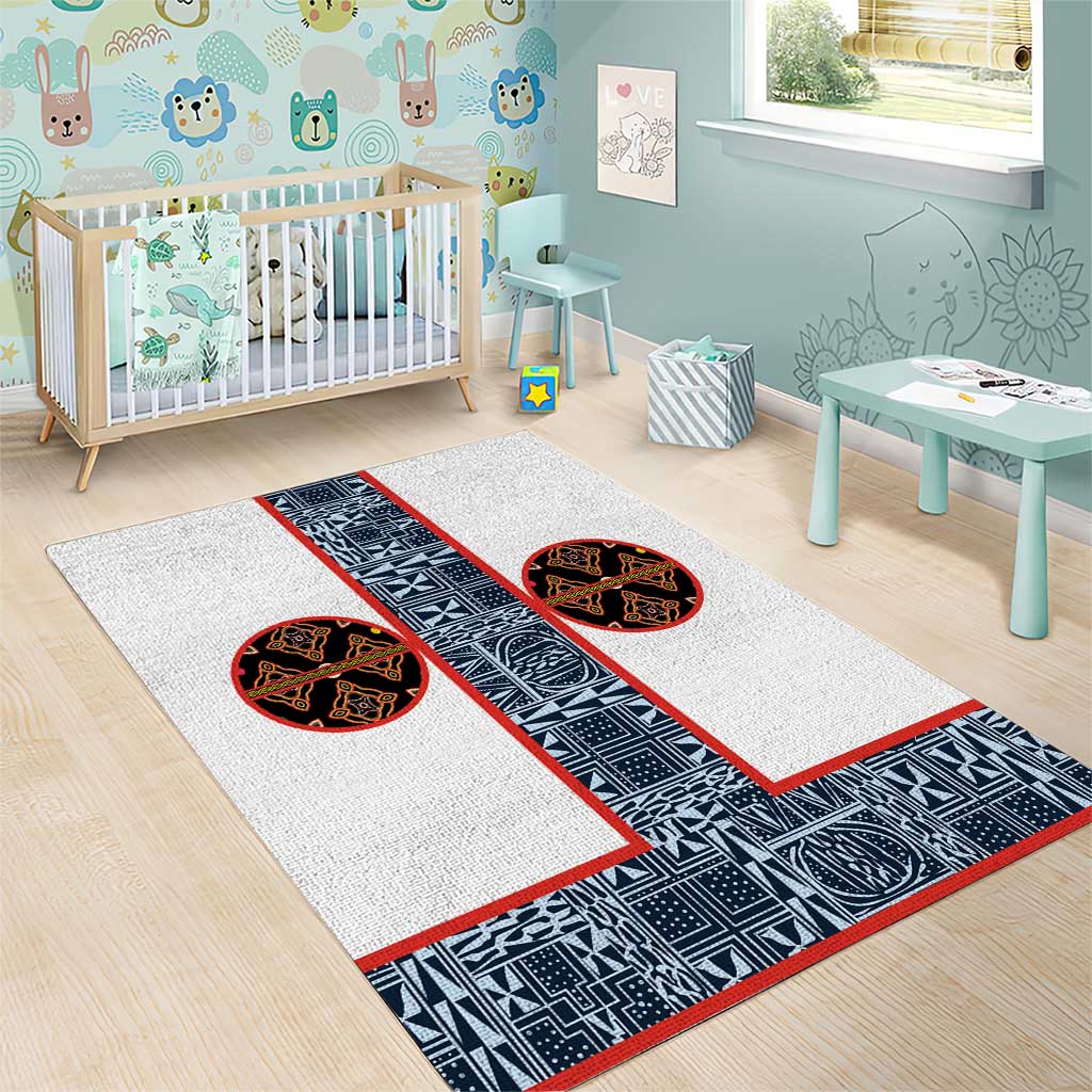 Cameroon Traditional Toghu Pattern Area Rug African Tribal Ndop Geometric Design