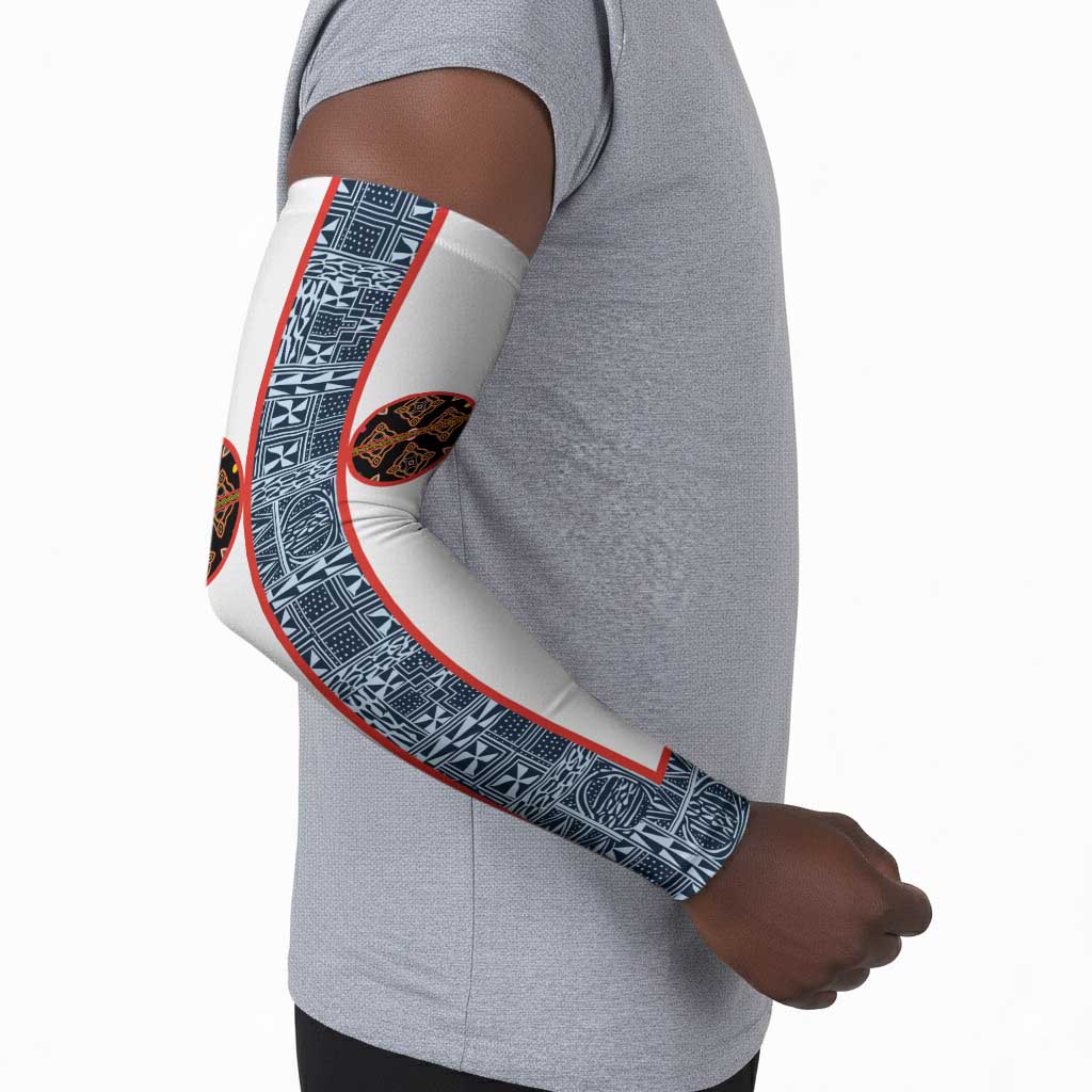 Cameroon Traditional Toghu Pattern Arm Sleeves African Tribal Ndop Geometric Design