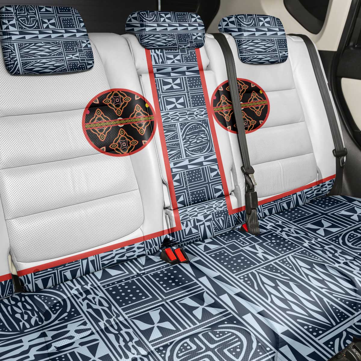 Cameroon Traditional Toghu Pattern Back Car Seat Cover African Tribal Ndop Geometric Design
