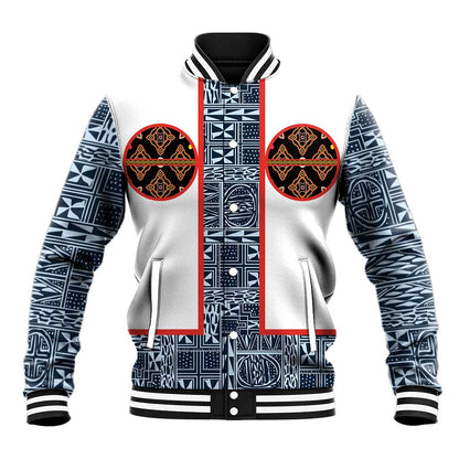 Cameroon Traditional Toghu Pattern Baseball Jacket African Tribal Ndop Geometric Design