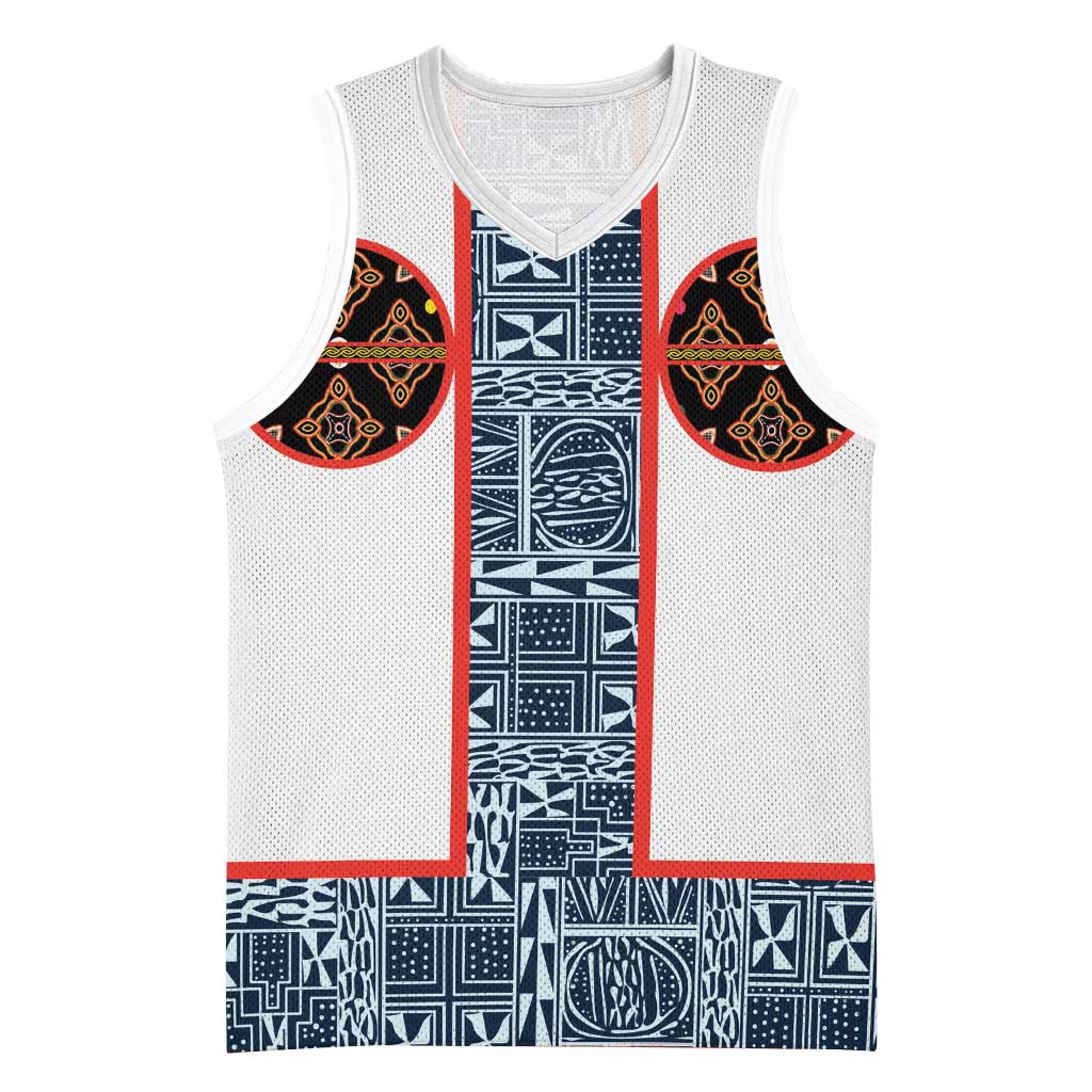 Cameroon Traditional Toghu Pattern Basketball Jersey African Tribal Ndop Geometric Design