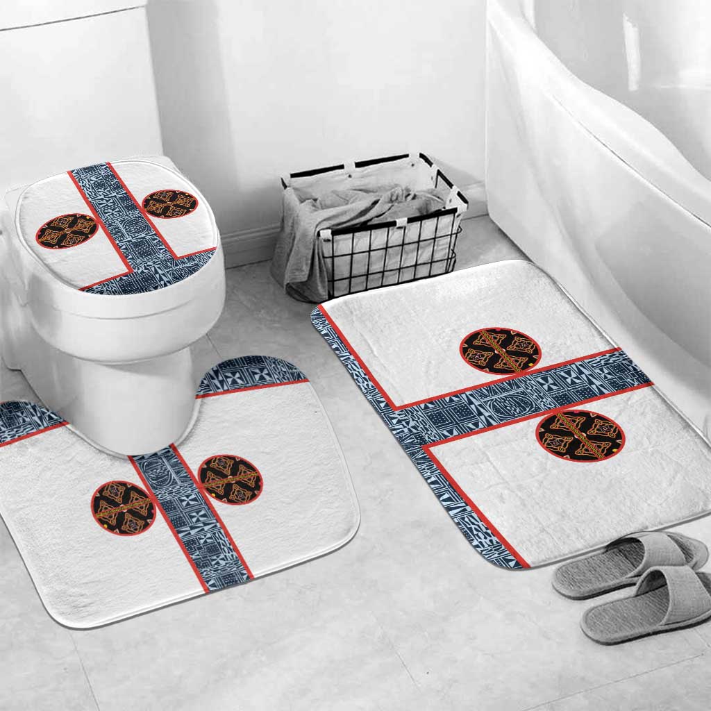 Cameroon Traditional Toghu Pattern Bathroom Set African Tribal Ndop Geometric Design