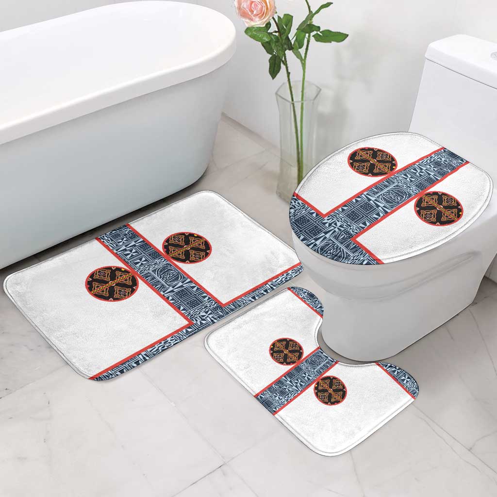 Cameroon Traditional Toghu Pattern Bathroom Set African Tribal Ndop Geometric Design