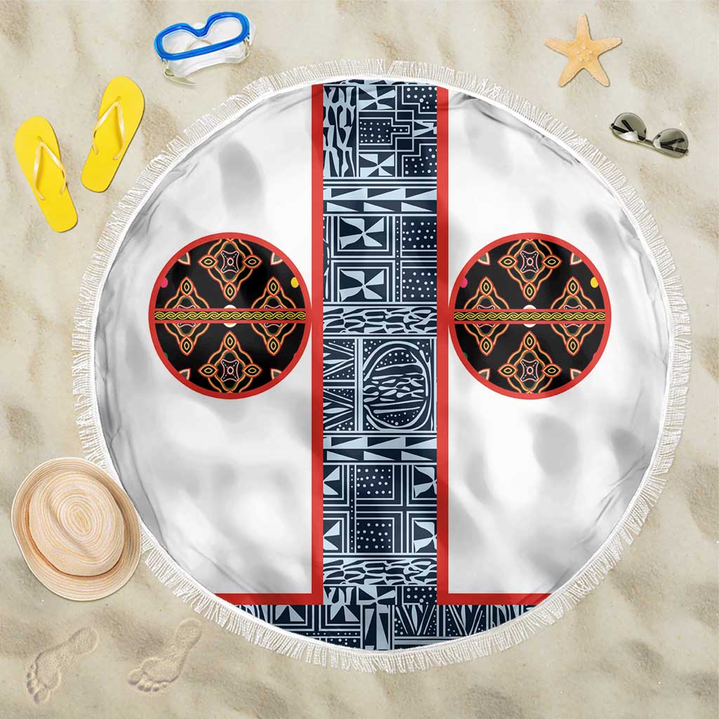 Cameroon Traditional Toghu Pattern Beach Blanket African Tribal Ndop Geometric Design
