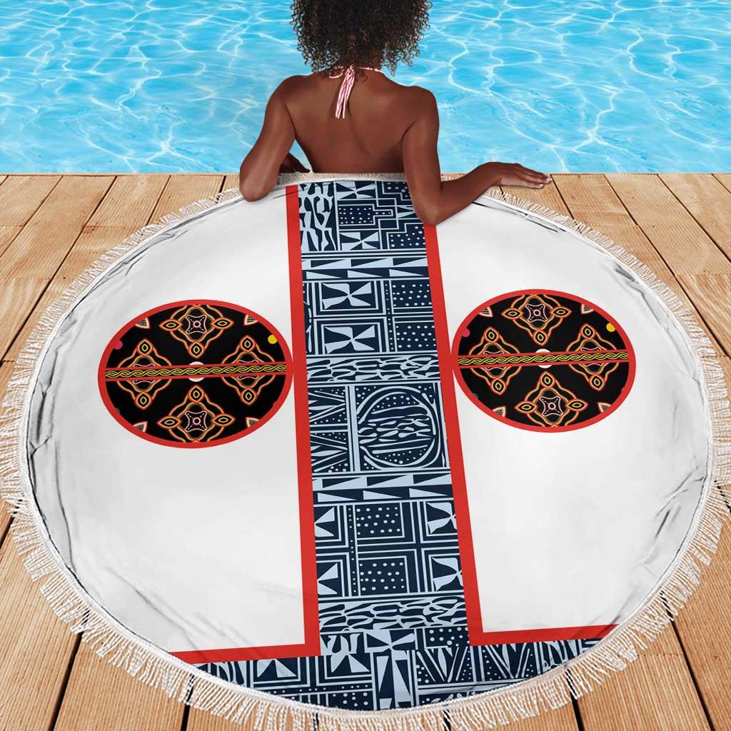 Cameroon Traditional Toghu Pattern Beach Blanket African Tribal Ndop Geometric Design