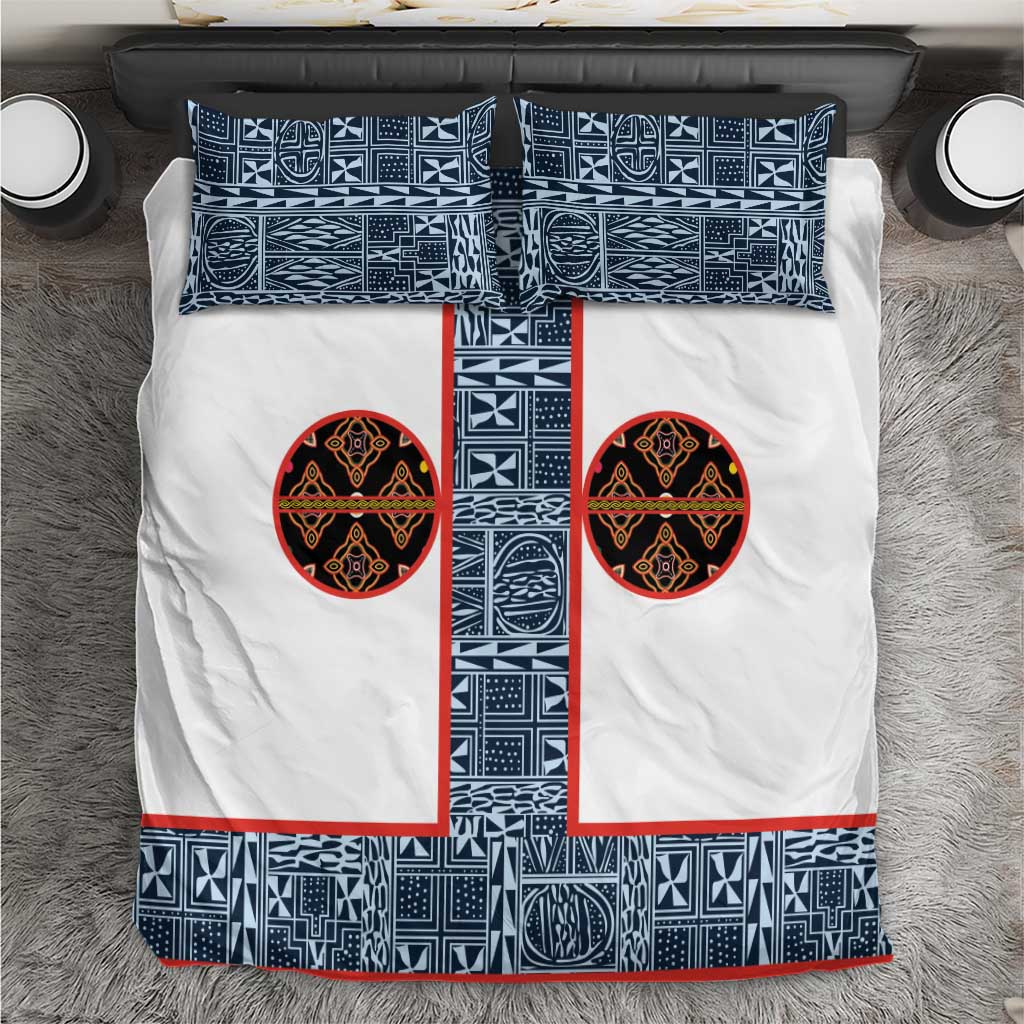 Cameroon Traditional Toghu Pattern Bedding Set African Tribal Ndop Geometric Design
