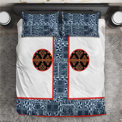Cameroon Traditional Toghu Pattern Bedding Set African Tribal Ndop Geometric Design