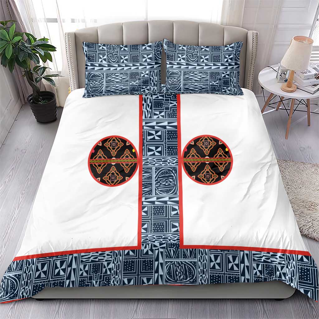 Cameroon Traditional Toghu Pattern Bedding Set African Tribal Ndop Geometric Design