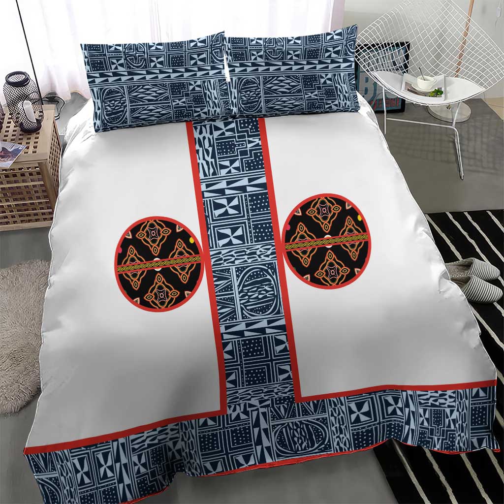 Cameroon Traditional Toghu Pattern Bedding Set African Tribal Ndop Geometric Design