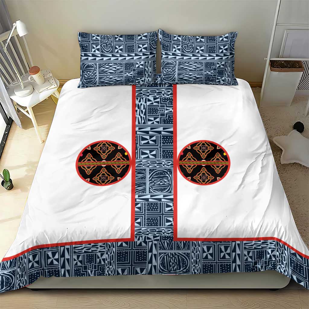 Cameroon Traditional Toghu Pattern Bedding Set African Tribal Ndop Geometric Design