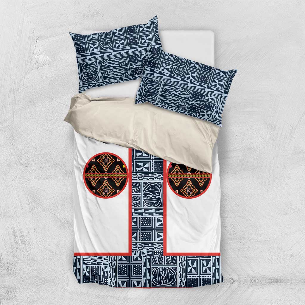 Cameroon Traditional Toghu Pattern Bedding Set African Tribal Ndop Geometric Design
