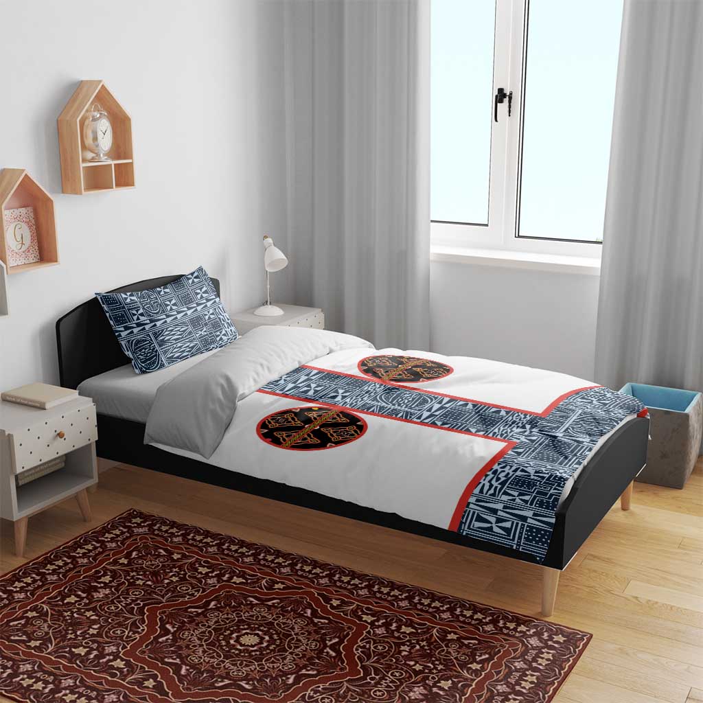 Cameroon Traditional Toghu Pattern Bedding Set African Tribal Ndop Geometric Design