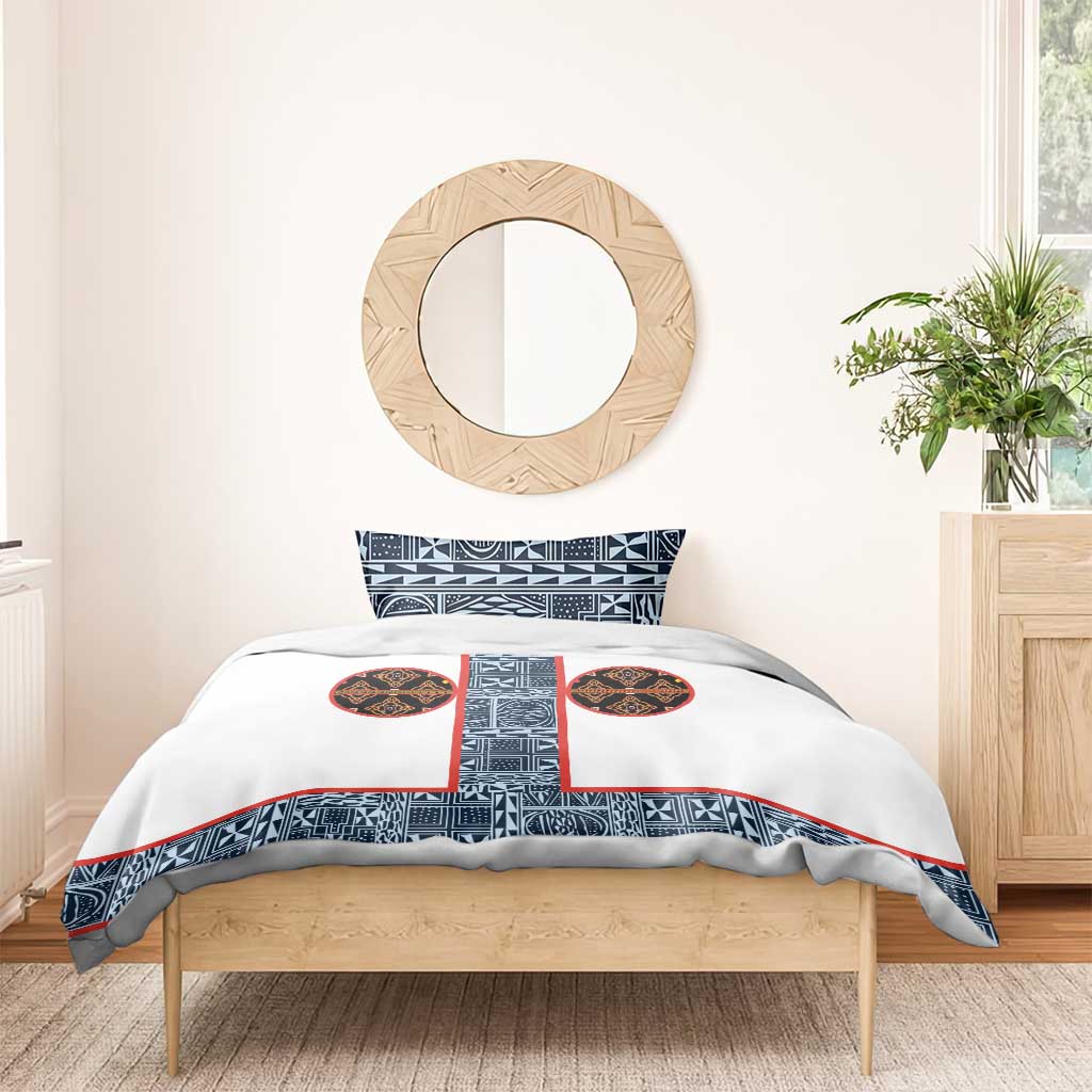 Cameroon Traditional Toghu Pattern Bedding Set African Tribal Ndop Geometric Design