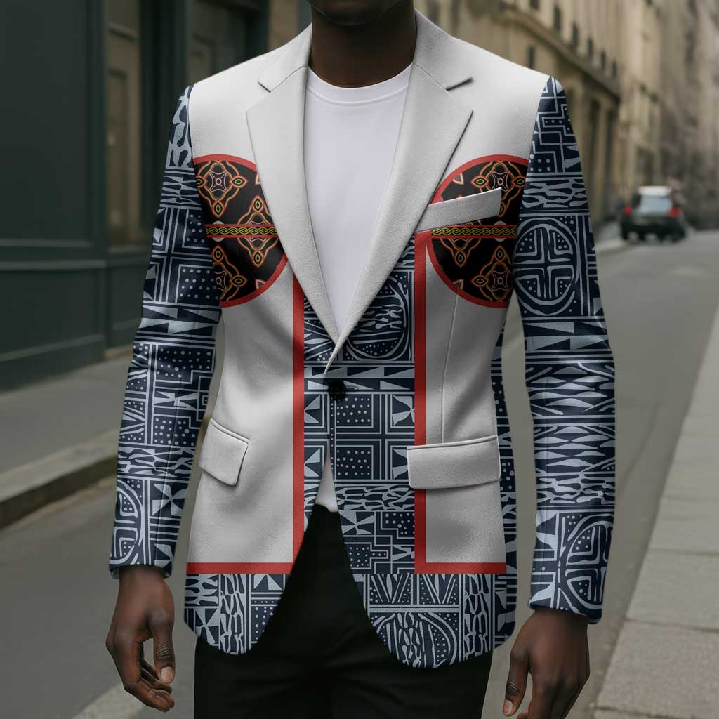 Cameroon Traditional Toghu Pattern Blazer African Tribal Ndop Geometric Design