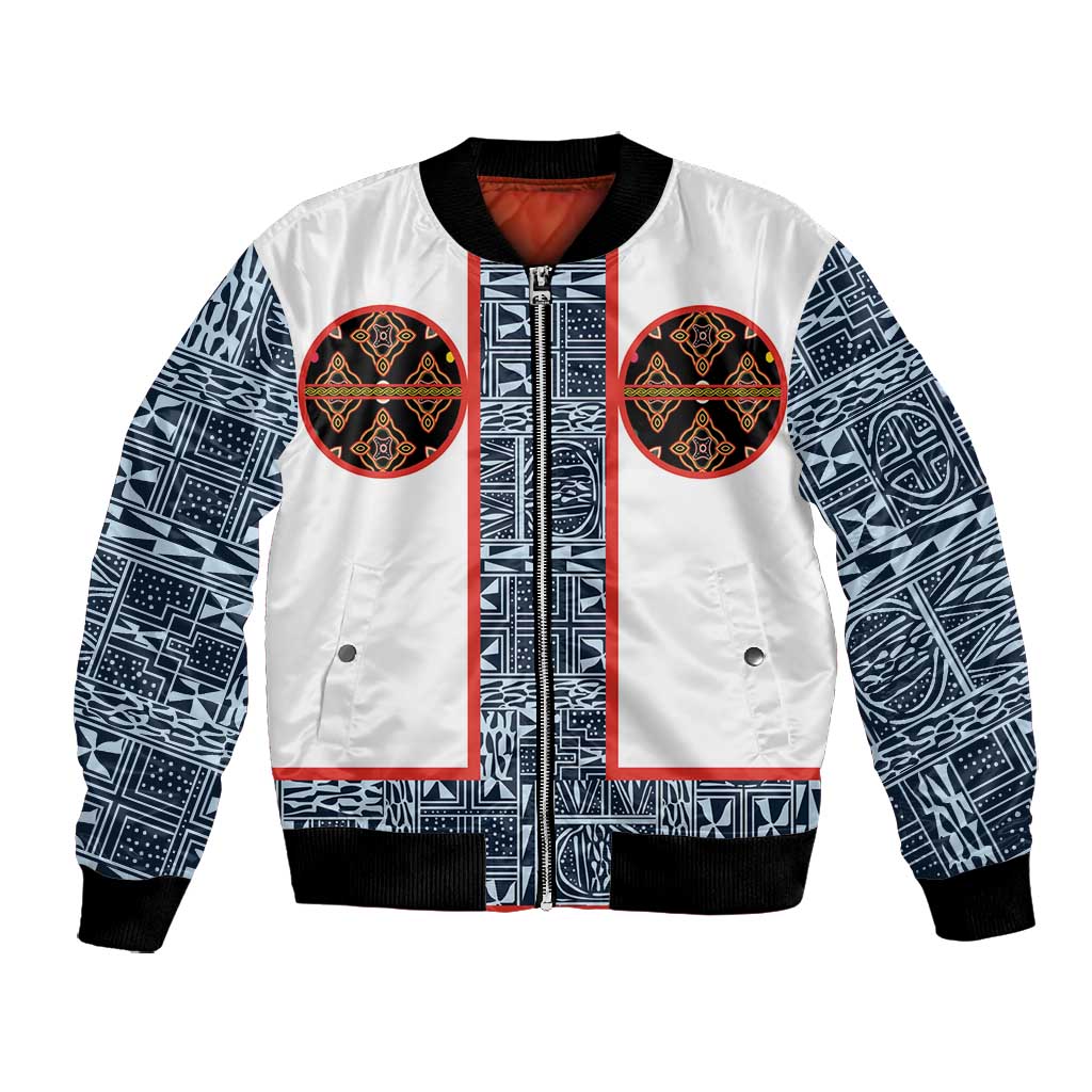 Cameroon Traditional Toghu Pattern Bomber Jacket African Tribal Ndop Geometric Design