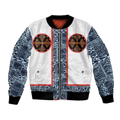 Cameroon Traditional Toghu Pattern Bomber Jacket African Tribal Ndop Geometric Design