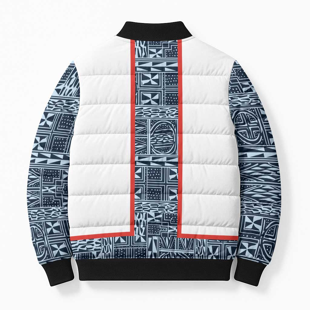 Cameroon Traditional Toghu Pattern Bomber Puffer Jacket African Tribal Ndop Geometric Design