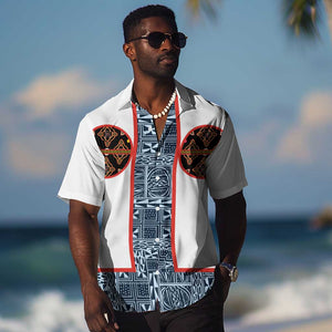 Cameroon Traditional Toghu Pattern Hawaiian Shirt African Tribal Ndop Geometric Design