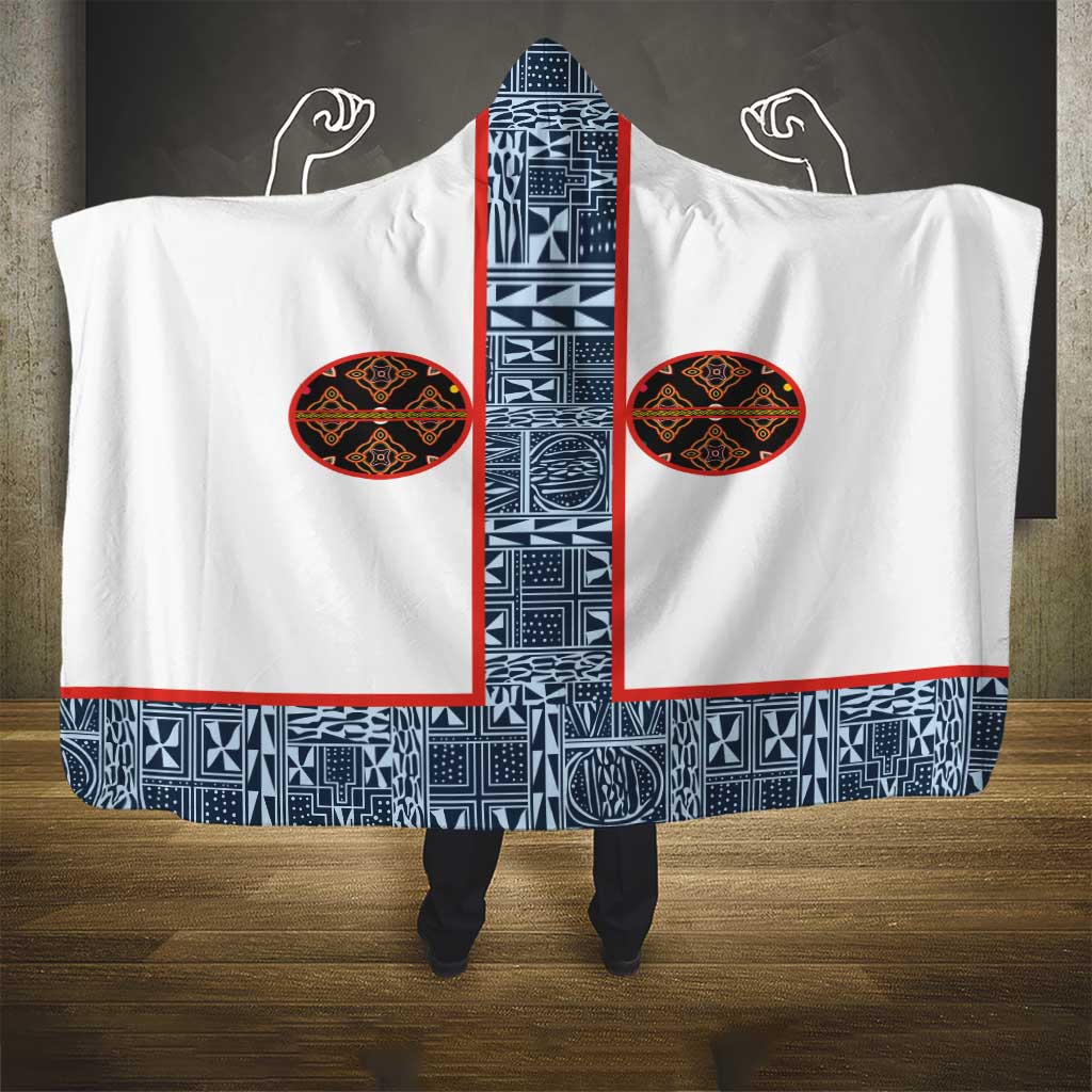 Cameroon Traditional Toghu Pattern Hooded Blanket African Tribal Ndop Geometric Design