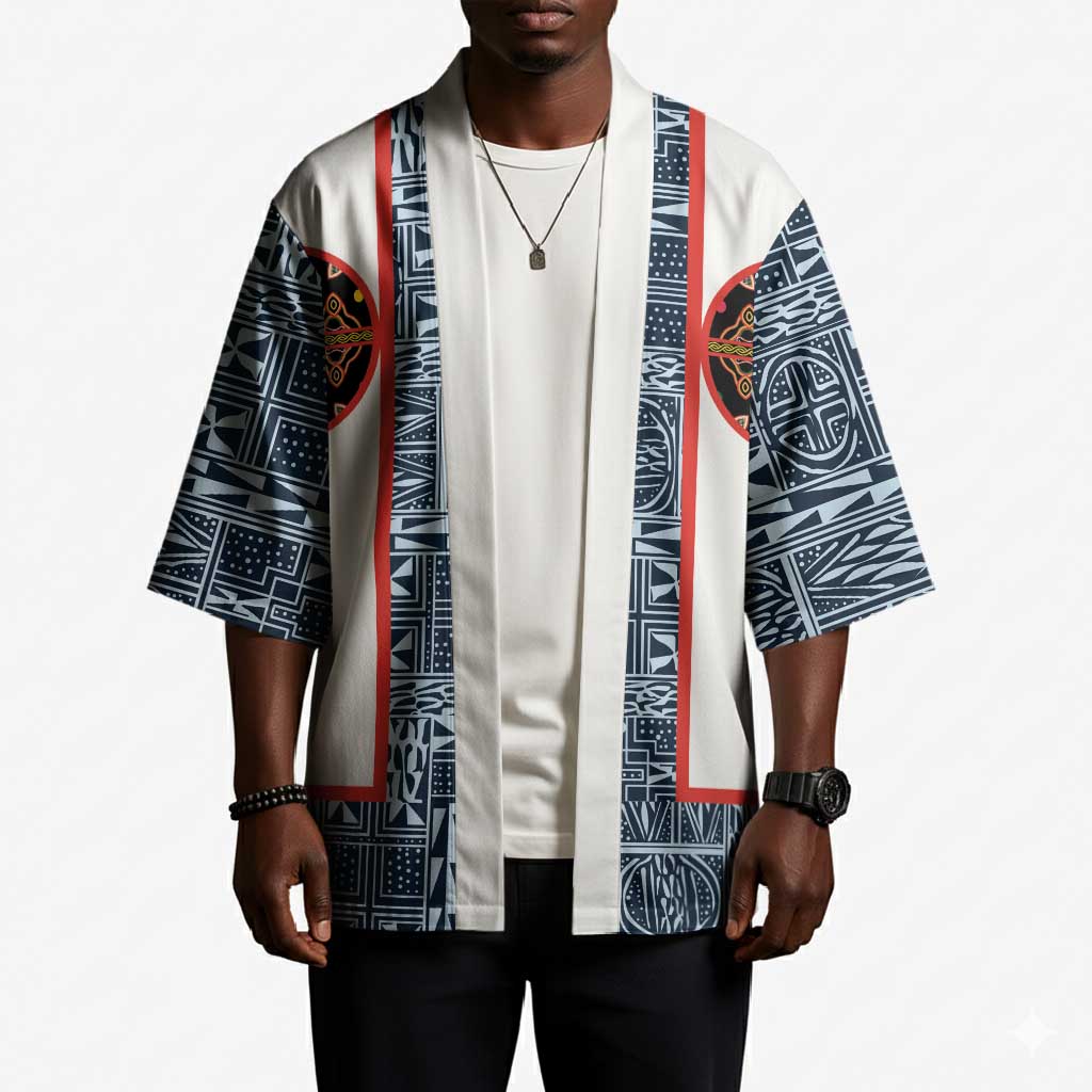 Cameroon Traditional Toghu Pattern Kimono African Tribal Ndop Geometric Design