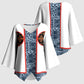 Cameroon Traditional Toghu Pattern Kimono Sleeve Blouse African Tribal Ndop Geometric Design