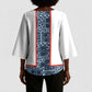 Cameroon Traditional Toghu Pattern Kimono Sleeve Blouse African Tribal Ndop Geometric Design