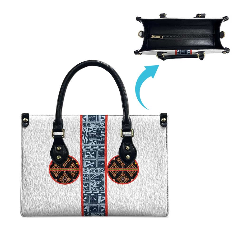 Cameroon Traditional Toghu Pattern Leather Bag African Tribal Ndop Geometric Design