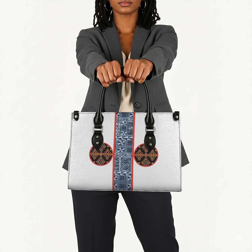 Cameroon Traditional Toghu Pattern Leather Bag African Tribal Ndop Geometric Design