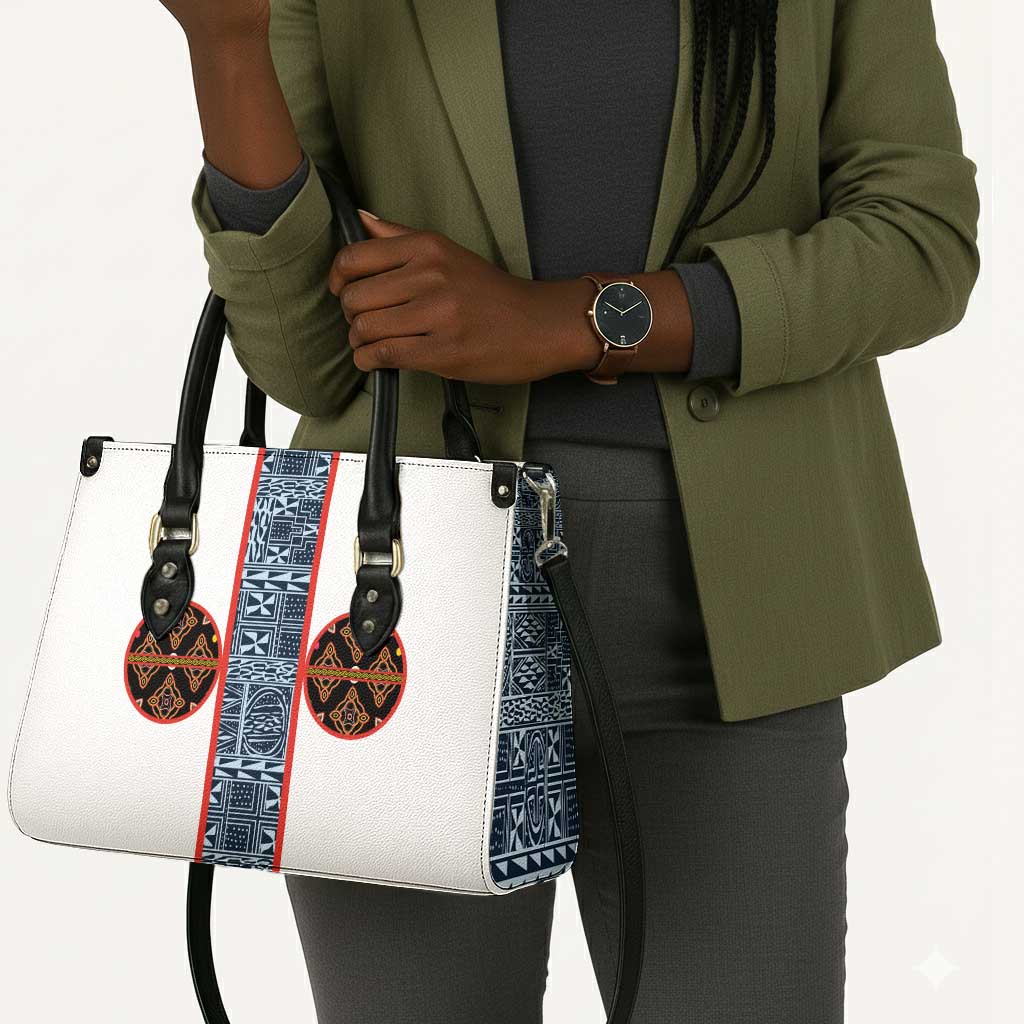Cameroon Traditional Toghu Pattern Leather Bag African Tribal Ndop Geometric Design