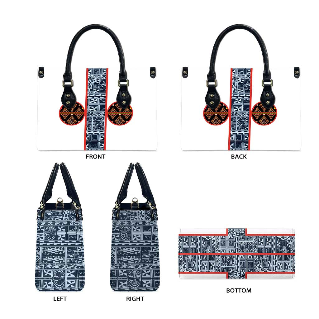 Cameroon Traditional Toghu Pattern Leather Bag African Tribal Ndop Geometric Design