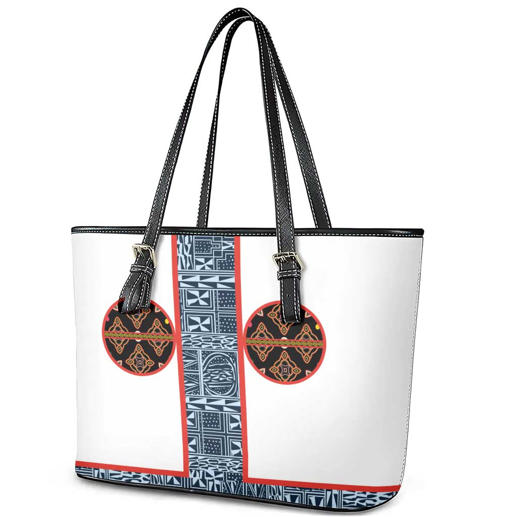 Cameroon Traditional Toghu Pattern Leather Tote Bag African Tribal Ndop Geometric Design